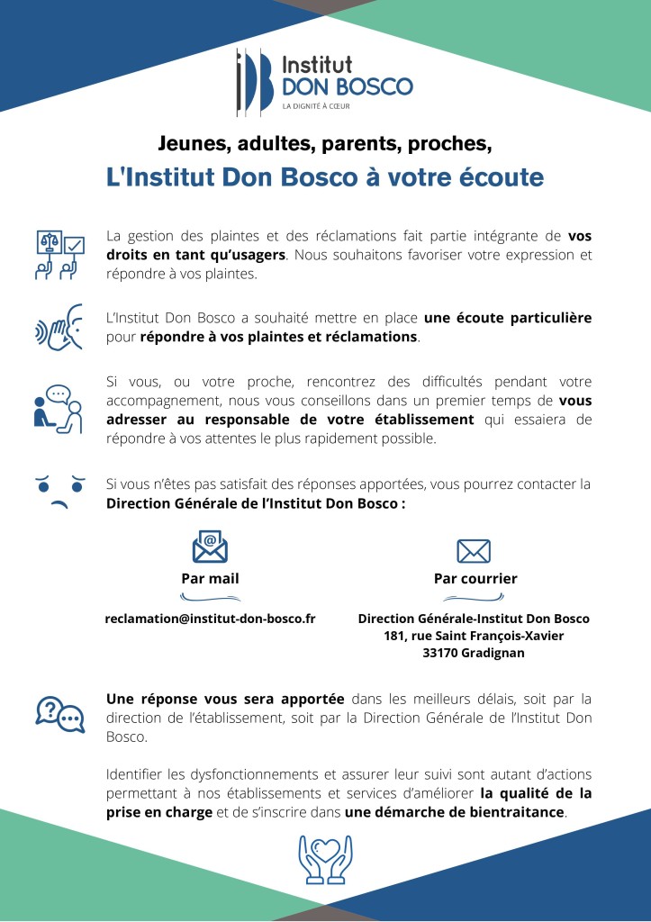 PLAINTES ET RECLAMATIONS INSTITUT DON BOSCO
